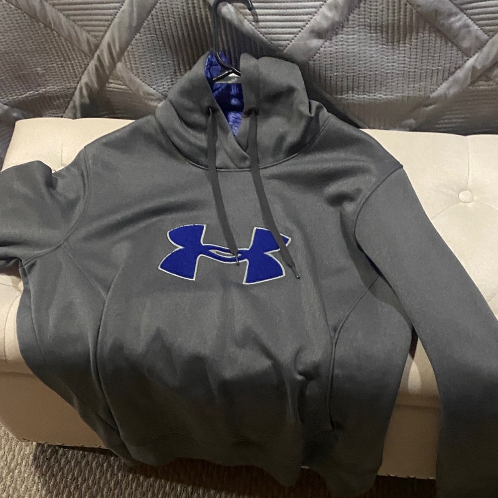 Under Armour Charcoal Hoodie with Navy Logo